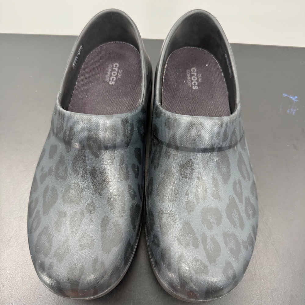 Crocs Neria Pro II Clog Women Size 9 Black Leopard Good Slip Resistant Work Shoe - Picture 4 of 15